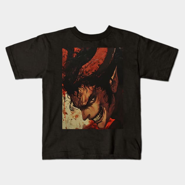 Soul-Shaking Despair: Unleashing Devilman CryBaby's Dark Fantasy Kids T-Shirt by insaneLEDP